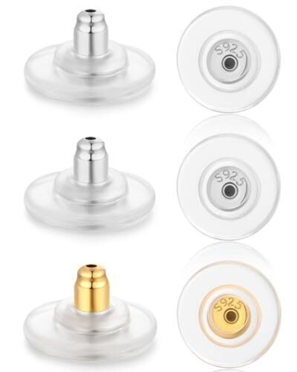 3704 3 Pairs Locking Earring Backs for Studs Heavy Droopy Earrings - 925